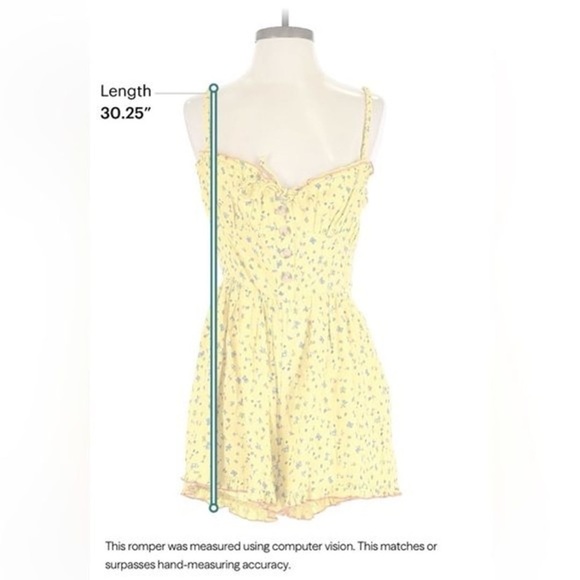 Urban Outfitters Yellow Floral Linen Ruffle Romper Size Small - Picture 5 of 5